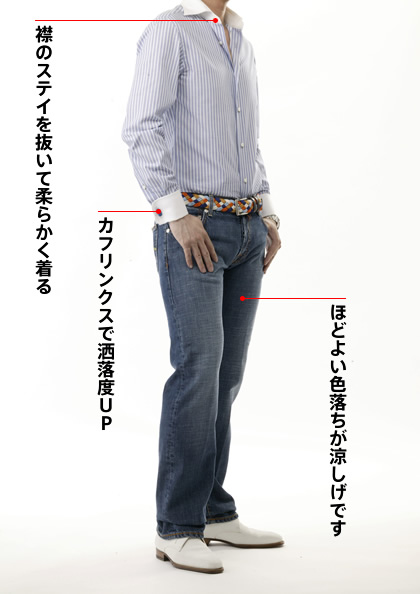 デニム+クレリックの上品なリラックス感に注目 デニム+クレリックの上品なリラックス感に注目