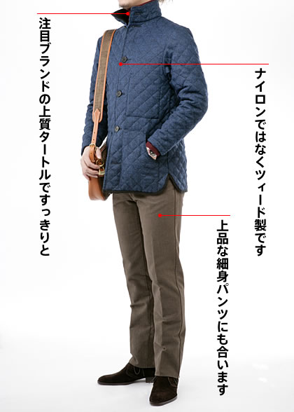 差がつくツィードのキルティングＪＫです