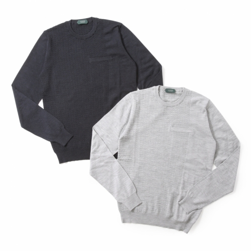 ZANONE / ザノーネ / クルーネックニット・ワッフル織り(ポケット付き) ZANONE / ザノーネ / クルーネックニット・ワッフル織り(ポケット付き)