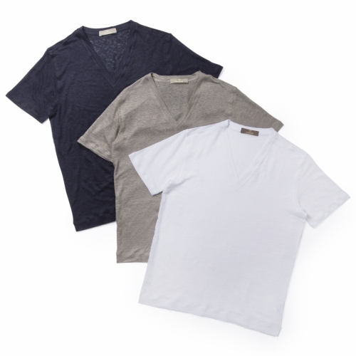 Cruciani / クルチアーニ / ショートスリーブVネックTシャツ(リネン)/CU13.333 17LI/109 Cruciani / クルチアーニ / ショートスリーブVネックTシャツ(リネン)/CU13.333 17LI/109