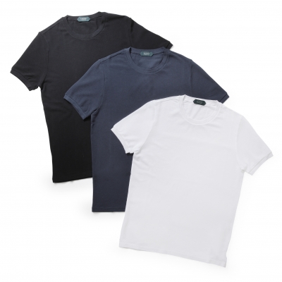 ZANONE / ザノーネ / リブ付きクルーT(アイスコットンピケ) / 811897-ZW370 ZANONE / ザノーネ / リブ付きクルーT(アイスコットンピケ) / 811897-ZW370
