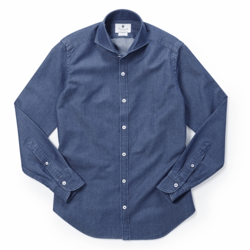 GIANNETTO / ジャンネット / 前立て付きホリゾンタルカラーシャツ(デニム)/SLIM FIT/4G35037L84 GIANNETTO / ジャンネット / 前立て付きホリゾンタルカラーシャツ(デニム)/SLIM FIT/4G35037L84