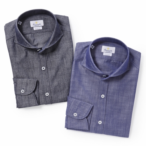 GIANNETTO / ジャンネット / 前立て付きホリゾンタルカラーシャツ(コットンネップ)/SLIM FIT / 4G35937L84 GIANNETTO / ジャンネット / 前立て付きホリゾンタルカラーシャツ(コットンネップ)/SLIM FIT / 4G35937L84