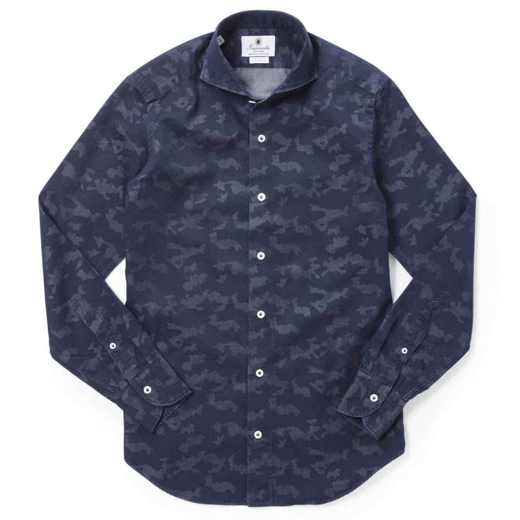 GIANNETTO / ジャンネット / ホリゾンタルカラーシャツ(カモフラデニム)/SLIM FIT/ 4G38130L84 GIANNETTO / ジャンネット / ホリゾンタルカラーシャツ(カモフラデニム)/SLIM FIT/ 4G38130L84