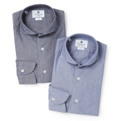 GIANNETTO / ジャンネット / ホリゾンタルカラーシャツ(シャンブレー)/SLIM FIT/4G35430L84 GIANNETTO / ジャンネット / ホリゾンタルカラーシャツ(シャンブレー)/SLIM FIT/4G35430L84