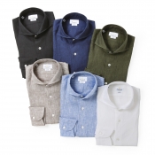 GIANNETTO / ジャンネット / ホリゾンタルカラーシャツ(リネン)/SLIM FIT/4G85230L84 / 001 GIANNETTO / ジャンネット / ホリゾンタルカラーシャツ(リネン)/SLIM FIT/4G85230L84 / 001