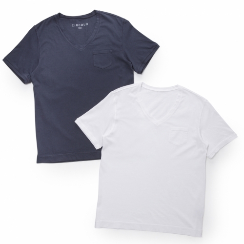 CIRCOLO / チルコロ 1901 / ショートスリーブVネックTシャツ(ポケット付き) CIRCOLO / チルコロ 1901 / ショートスリーブVネックTシャツ(ポケット付き)