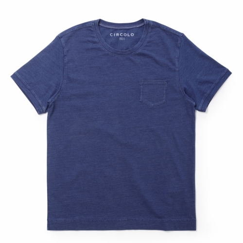 CIRCOLO / チルコロ / インディゴショートスリーブクルーネックTシャツ(ポケット付き) CIRCOLO / チルコロ / インディゴショートスリーブクルーネックTシャツ(ポケット付き)