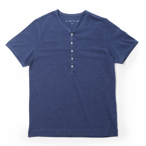 CIRCOLO / チルコロ 1901 / インディゴショートスリーブヘンリーネックTシャツ CIRCOLO / チルコロ 1901 / インディゴショートスリーブヘンリーネックTシャツ