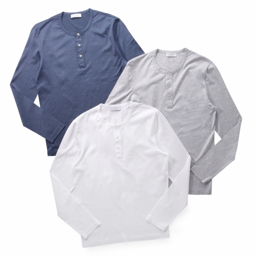 GRANSASSO / グランサッソ / ロングスリーブヘンリーネックTシャツ / 001 GRANSASSO / グランサッソ / ロングスリーブヘンリーネックTシャツ / 001
