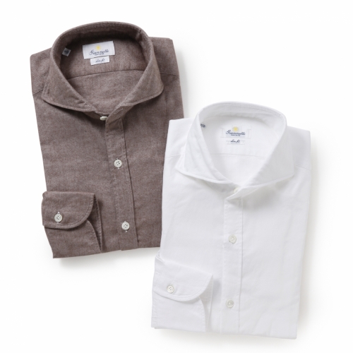 GIANNETTO / ジャンネット / 前立て付き ホリゾンタルカラーシャツ(起毛コットンツイル)/SLIM FIT/5G50637L84 GIANNETTO / ジャンネット / 前立て付き ホリゾンタルカラーシャツ(起毛コットンツイル)/SLIM FIT/5G50637L84
