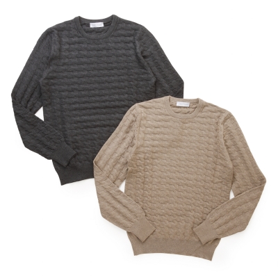 GRANSASSO / グランサッソ / ハイゲージ ハウンドトゥースモチーフ クルーネックニット/58144-14234 GRANSASSO / グランサッソ / ハイゲージ ハウンドトゥースモチーフ クルーネックニット/58144-14234
