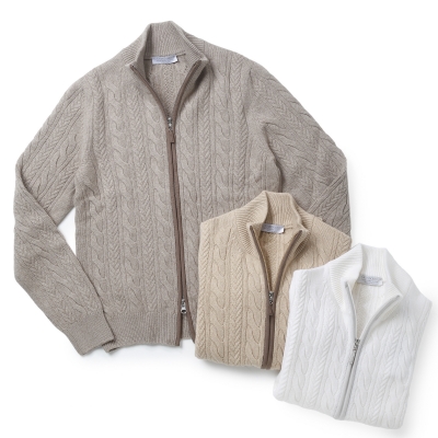 GRANSASSO / グランサッソ / カシミア混ケーブル スタンドカラージップアップニット GRANSASSO / グランサッソ / カシミア混ケーブル スタンドカラージップアップニット
