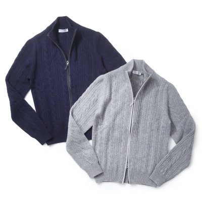 GRANSASSO / グランサッソ / カシミア混ケーブル スタンドカラージップアップニット GRANSASSO / グランサッソ / カシミア混ケーブル スタンドカラージップアップニット