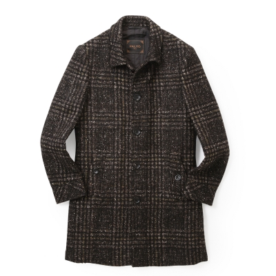 030)blouson / coat / パルト / プレイドツイード パディングバルカラーコート 030)blouson / coat / パルト / プレイドツイード パディングバルカラーコート
