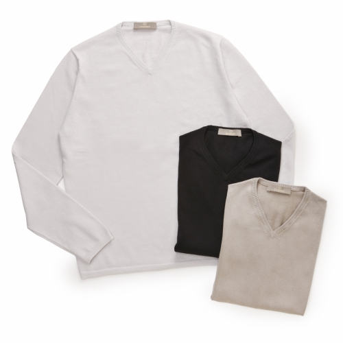 Cruciani / クルチアーニ / Vネックニット/細リブ(コットン)/CU3171 19GI Cruciani / クルチアーニ / Vネックニット/細リブ(コットン)/CU3171 19GI