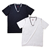 SIDE SLOPE / VネックニットTシャツ(コットン) SIDE SLOPE / VネックニットTシャツ(コットン)